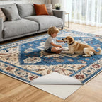 Songrey Non-Slip Rug Pad Round 8 FT, Extra Thick Carpet Pads for Hard Surfaces, Prevents Sliding and Secures Rugs, Provides Floor Protection with Comfort Cushioning