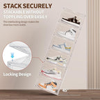 8 Pack XX Large Shoe Organizer, Heavy-Duty Hard Thicken Plastic Clear Stackable Shoe Storage Box Organizer for Closet, Space-Saving Shoe Rack Display Case Bin Containers for Sneakers, Clear