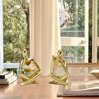 Reading Thinker Statue, Sculptures Abstract Art Ornament, Modern Aesthetic Figurine Decoration Set of 2 Status for Home Living Room Bedroom Office Shelf Table Desk Bookshelf Decor (Gold)