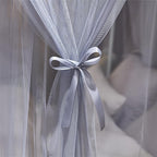 VETHIN 4 Corners Post Princess Bed Canopy Curtain Double Layer Cozy Drape Netting 4 Opening Mosquito Net for Girls & Adults Bedroom Decoration Accessories (Double Gray, 78" W*86" L*82"*H/(King))