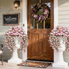 Artificial Hanging Flowers for Outdoors, 2 PCS UV Resistant Faux Silk 150 Morning Glory Each Trailing Vines, Fake Plants for Spring Outdoor Garden Planter Porch Patio Decoration, Pink