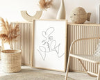 Y2K BOO Kissing Couple UNFRAMED Wall Art Romantic Intimacy Continuous Line Drawing 24x36 Inch Heavyweight Paper Modern Minimalist Love Studio Decor