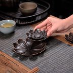 Large Incense Holder for Sticks Anti-Ash Spilling, Brass Lotus Incense Stick Holder and Detachable Ash Catcher