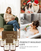 Scented Candles Gift Set for Women - 4 Pack Soy Candles for Home Scented, Long Lasting Winter Candle Set with Cashmere Cedar/Fireside Glow/Cinnamon Apple/Vanilla Balsam, Birthday Valentine's Day Gifts