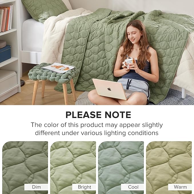 Comfort Spaces Twin Quilt Set Modern Reversible Ogee Coverlet Twin Bedding Set Cozy Quilted Winter Layer, All Season Lightweight Soft Twin Size Quilt, Kienna, Twin/Twin XL Olive Green 2 Piece