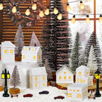 29 Pcs 1.5 Inch Christmas Miniature Houses Figurines Miniature White Resin Houses Christmas Miniature Village Set Christmas Miniature Town for Mini Christmas Scene Micro Landscape Decor