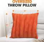Cheer Collection Fall Decorative Throw Pillows for Couch – Set of 2 Faux Fur Fall Pillows for Couch, Cozy Fall Couch Pillows for Living Room or Bed, Soft, Rust Accent Pillows, 26" x 26"