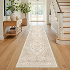 Kitchen Runner Rug Non Slip Washable 2.5x8, Soft Low Pile Entryway Rug Runners for Hallways,Carpet Runner for Living Room,Kitchen, Laundry, Bathroom(Cream/Beige,2.5'x8')
