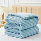 BEDELITE Fleece California King Comforter Set -Super Soft & Warm Fluffy Light Blue Bedding, Luxury Fuzzy Heavy Bed Set for Winter with 2 Pillow Cases