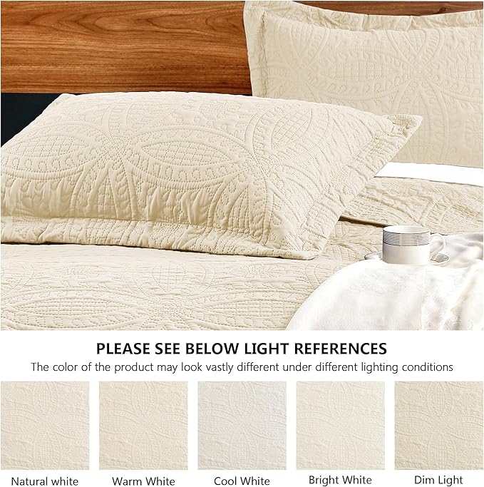 Love's cabin California King Size Quilt Set Beige Bedspreads - Soft Summer Lightweight Bedspread Comforter - Modern Coin Pattern Coverlet for All Season - 3 Pieces (1 Quilt, 2 Pillow Shams)