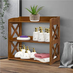 Brown Bookcase by Natural Wood, 4 Tier Bookshelf, Small Book Shelves Freestanding Display Storage Shelves. Open Bookshelf for Bedroom, Living Room and Office (Brown, 3 Tier)