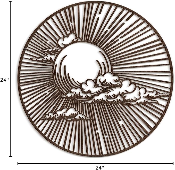 SIGNLEADER Metal Wall Art Decor Geometric Bronze Circle Landscape Modern Abstract Wall Sculpture Hangings Home Decoration for Living Room, Bedroom, Bathroom, Kitchen, Outdoor - 24" Bronze
