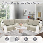 Recliner Sofa Covers 100% Waterproof Velvet L Shape Recliner Couch Covers for Dogs Pets Washable Anti Slip Recliner Slipcovers with Pockets (5 Seat Sofa with 2 Console, Light Gray)
