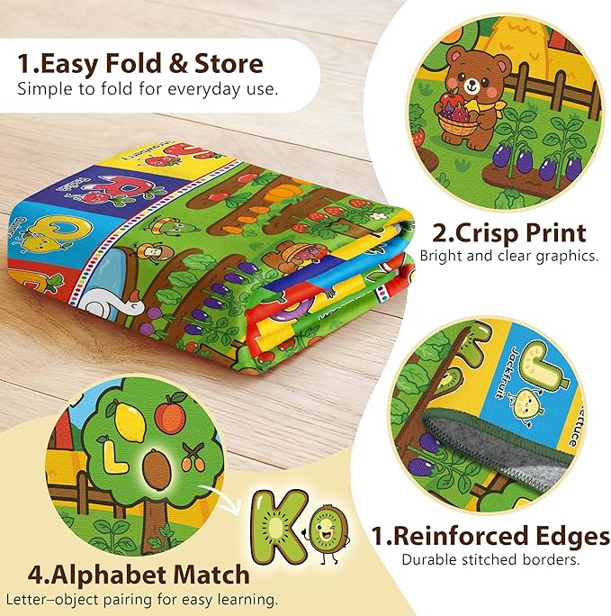 Upgrade Ultra Non Slip Kids ABC Rug for Kids Playroom, 3x5 Washable Alphabet Educational Learning Play Mat for Toddlers Baby Boys Girls, Colorful Farm Carpet for Nursery, Classroom & Bedroom, 36"x60"