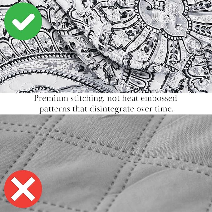 Southshore Fine Living, Inc. Farmhouse Bedding Quilt Set, Twin XL Coverlet, Oversized Quilt, Summer Coverlet, Lightweight Bedspread 2-Piece Set with One Matching Pillow Sham, Twin/XL Quilts, Black