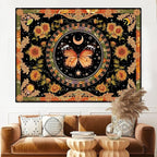 Accnicc Butterfly Floral Tapestry Vintage Indie Boho Flower Tapestries for Bedroom Aesthetic Retro Yellow Sunflower Moth Tapestry Wall Hanging for Dorm Living Room (60'' × 44'')
