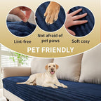 HAOMAIJIA Waterproof Couch Cover for Dogs Washable,Faux Fur Pet Couch Covers for Sofa,Soft Dog Bed Cover Non-Slip Couch Covers for 3 Cushion Couch Sofa Pet Friendly (Navy Blue, 35" x 62" 1 Pack)