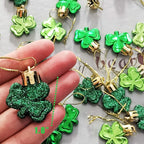 30 PCS St. Patrick's Day Shamrocks Ornament Set, Good Luck Clover Hanging Bauble Trefoil Pendant Decoration for Keyring Tree Shelf Home Decor Irish Festival, 3 Style