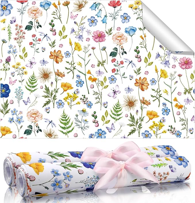 BBTO 20 Sheet Scented Drawer Liners for Dressers 15.8" x 22" Scented Fragrant Cabinet Paper Liners Non Adhesive Drawer Paper Mats for Bedroom Home Closet Shelves(Wildflower)
