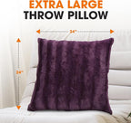 Cheer Collection Faux Fur Throw Pillows - Decorative Pillows for Couch, Bed Throw Pillows, Purple Accent Pillows for Bedroom or Living Room Aesthetic, Set of 2 Furry Throw Pillows, 24" x 24"