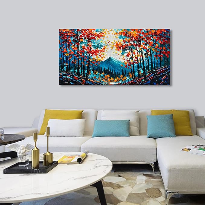 Forest Landscape Hand Painted Art Oil Painting Natural Landscape Oil Painting Large Canvas Wall Art Decoration 24×48 Inches