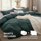 Bedsure Forest Green Oversized King Duvet Cover - 3 Pieces Prewashed Cotton-Like Polyester Extra Soft Bedding Set, Includes 1 Duvet Cover 120''x98'' with Zipper Closure & 2 Pillow Shams, No Comforter