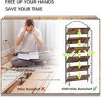 4NM No Assembly Folding Bookshelf for Living Room, 6 Tiers Collapsible Book Shelves Open Industrial Foldable Bookcase Storage Shelf for Home Office - Rustic Brown Black