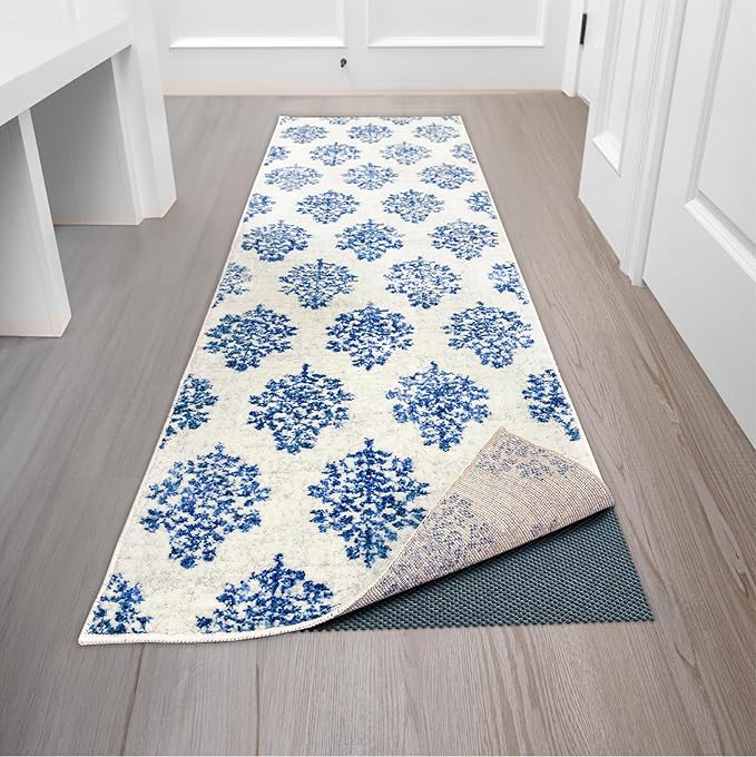 Veken Runner Rug Pad Gripper for Hardwood Floors, Non Slip 2x8 Ft Dark Blue Rug Pads for Area Rugs, Thick Rug Grippers for Tile Floors, Under Carpet Anti Skid Mat, Keep Your Rugs Safe and in Place
