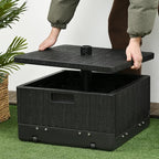 Outsunny 3-in-1 Outdoor Umbrella Base, Coffee End Table, Planter Box with Drain Hole, 175 lbs. Capacity Heavy Duty Fillable Patio Umbrella Stand Table with Wheels and Handles for Deck, Poolside, Black