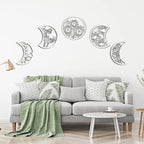 Jetec 5 Pcs Moon Phase Wall Art Decor Wall Pediments Hanging Wooden Phase Spiritual Bedroom Nordic Boho Lunar Aesthetic Art for Living Room Dorm Apartment Ornament(White,10.6 Inch,Flower)