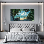 Canvas Wall Art Decor Coastal Wall Art Pictures for Living Room Canvas Art Wall Decor Landscape Natural Wall Art Prints Green Blue Artwork for Walls Seaside Art Work for Home Office Decor 20"x40"