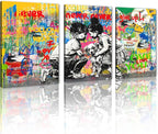 Novatique Banksy Canvas Wall Art for Bedroom Graffiti Picture Wall Decor Modern Graffiti Poster Artwork Framed Ready to Hang for Living Room Office, 20”x 28”x 3Pcs
