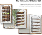 4NM No Assembly Extra Wide Folding Bookshelf for Living Room, 5 Tiers Collapsible Book Shelves Open Industrial Foldable Bookcase Storage Shelf for Home Office - Rustic Brown Black
