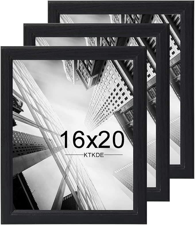 KTKDE 16x20 Picture Frame Set of 3,Studio Gallery 16 by 20 Poster Frame Black Wooden, Large Frame for Photos, Posters & Art Prints best gift