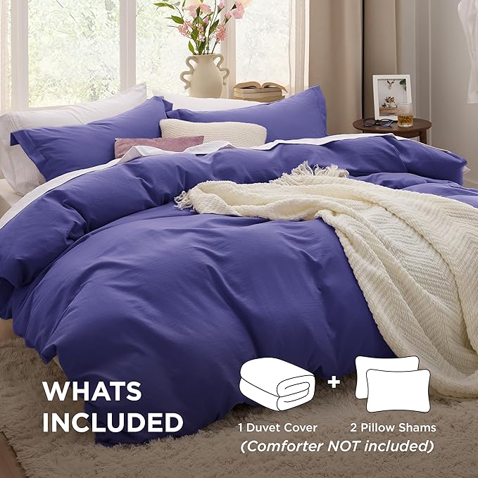 Bedsure Skipper Blue Oversized King Duvet Cover - 3 Pieces Prewashed Cotton-Like Polyester Extra Soft Bedding Set, Includes 1 Duvet Cover 120''x98'' with Zipper Closure & 2 Pillow Shams, No Comforter