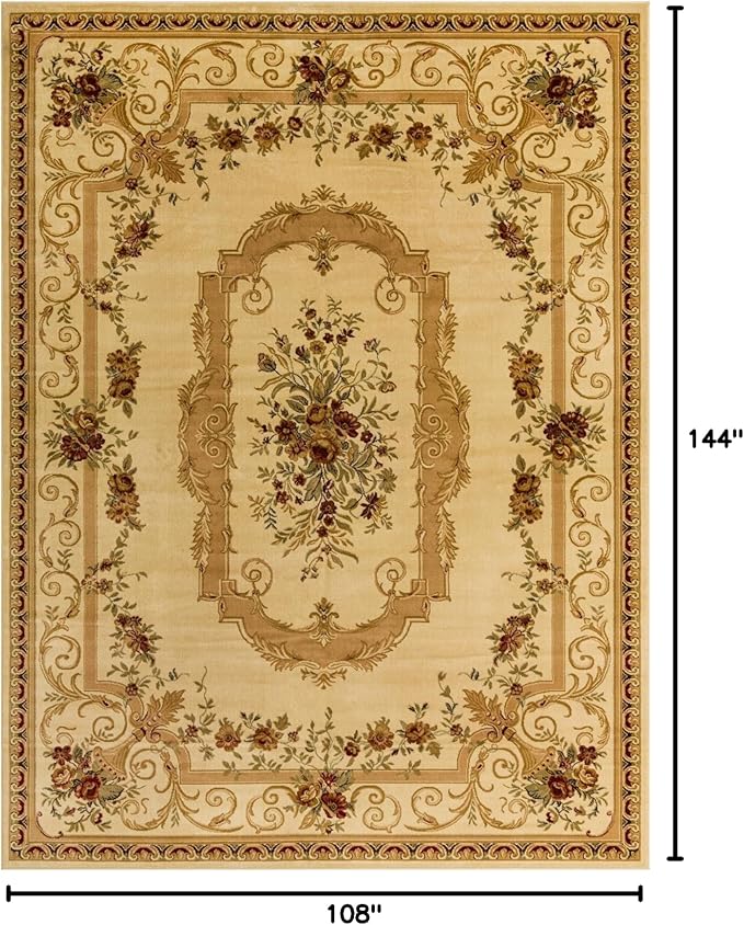 Rugs.com Chateau Collection Rug – 9' x 12' Cream Medium Rug Perfect for Living Rooms, Large Dining Rooms, Open Floorplans