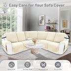 Recliner Sofa Covers 100% Waterproof Velvet L Shape Recliner Couch Covers for Dogs Pets Washable Anti Slip Recliner Slipcovers with Pockets (5 Seat Sofa with 1 Console, Ivory White)