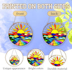 Acrylic Suncatcher for Windows, Colorful Acrylic Hanging Ornament for Indoor Home Decor, Sun Catcher with Sun Mountain Landscape, Ornament