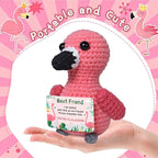 Mini Positive Flamingo Crochet Gifts, Birthday Gifts for Women Men Handmade Presents, Inspirational Small Animals Cute Flamingo, Emotional Cheer Up Funny Decor (Best Friend)