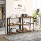 FOLUBAN Small Bookshelf and Bookcase, 3 Tier Low Short Book Shelf, Industrial Metal and Wood Book Case for Living Room Bedroom, Rustic Walnut