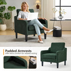 VINGLI Accent Chair for Living Room Chairs Reading Chair for Bedroom Chair Scooped Arm Chair Mid Century Modern Accent Chairs Upholstered Comfy Chair for Apartment, Waiting Room (1, Dark Green)