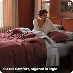 Bedsure Cotton Duvet Cover Queen - 100% Cotton Waffle Weave Maroon Red Duvet Cover Queen Size, GentleSoft™ and Breathable Bedding Set for All Season, 3 Pieces, 90"x90"