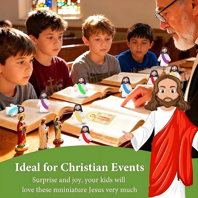 20pcs Mini Jesus Statue Ornament Mini Christ Savior Decoration Small Jesus Statue Sunday Religious Party Easter（Colorful）
