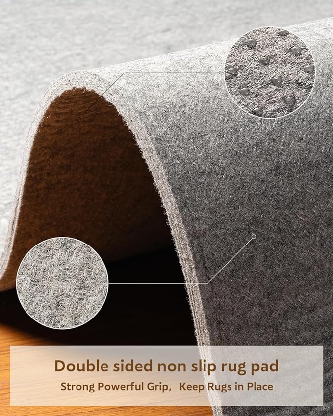 Resare Non Slip Rug Pad Gripper Extra Thick Dual Surface Felt Under Rug for Area Rugs and Hardwood Floors,Super Cushioned Non Skid Carpet Padding - 5x7 Feet 1/4" Double-Sided Non Slip