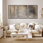 MUDECOR Framed Wall Art Print Set Neutral Forest Landscape Beige and Gray Watercolor Illustrations Realism Decorative for Living Room, Bedroom, Office - 16"x24"x3 Black