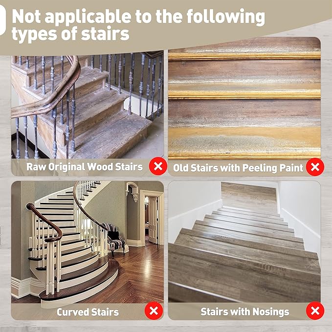 PURE ERA Bullnose Carpet Stair Treads Set Tape Free Non-Slip Indoor Stair Protectors Pet Friendly Rugs Covers Soft Skid Resistant Washable Reusable 9.5" x 30"(7 Pieces,Cream Gray)