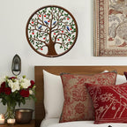 ESTART 11 Inches Tree of Life Wall Art Metal Tree Life Wall Decor Family Tree Wall Plaque Wall Hanging Sculptures for Balcony Porch Bedroom Living Room Kitchen Garden Office Indoor Outdoorr (Colorful)