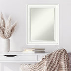 Amanti Art White Wall Mirror 29x23 Craftsman White Rectangle Bathroom Mirror for Wall Decor Living Room, Medium Casual Wood Frame, Hangs Horizonally and Vertically, Bathroom Decor, Beveled Edge