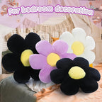 Reginary 4 Pcs Flower Floor Pillows Cute Plush Flower Throw Pillows Daisy Floor Seat Cushion Chair Pads for Back to School First Day of School for Sofa Couch Bed Decor(15 Inch,Black, White, Purple)