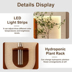 LED Sandstone Wall Decor, 3D Wall Art Sculpture, Simulated Green Plants, Glass Vase & Remote Control 3 Color Light for Living Room, Bedroom, Corridor(Light Coffee,41.4 * 23.6in)